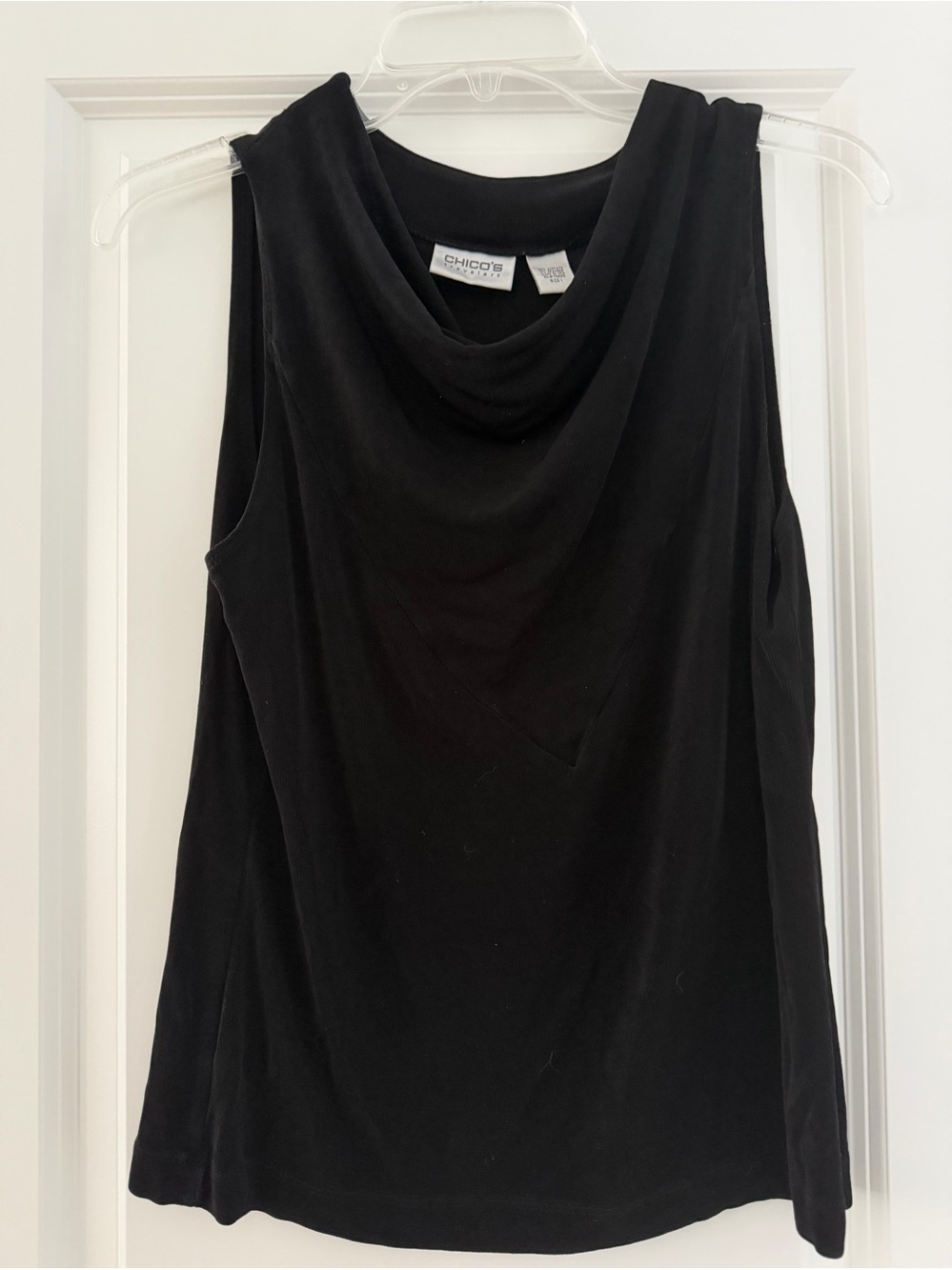 Chico's Travelers Black Sleeveless Cowl Neck Top